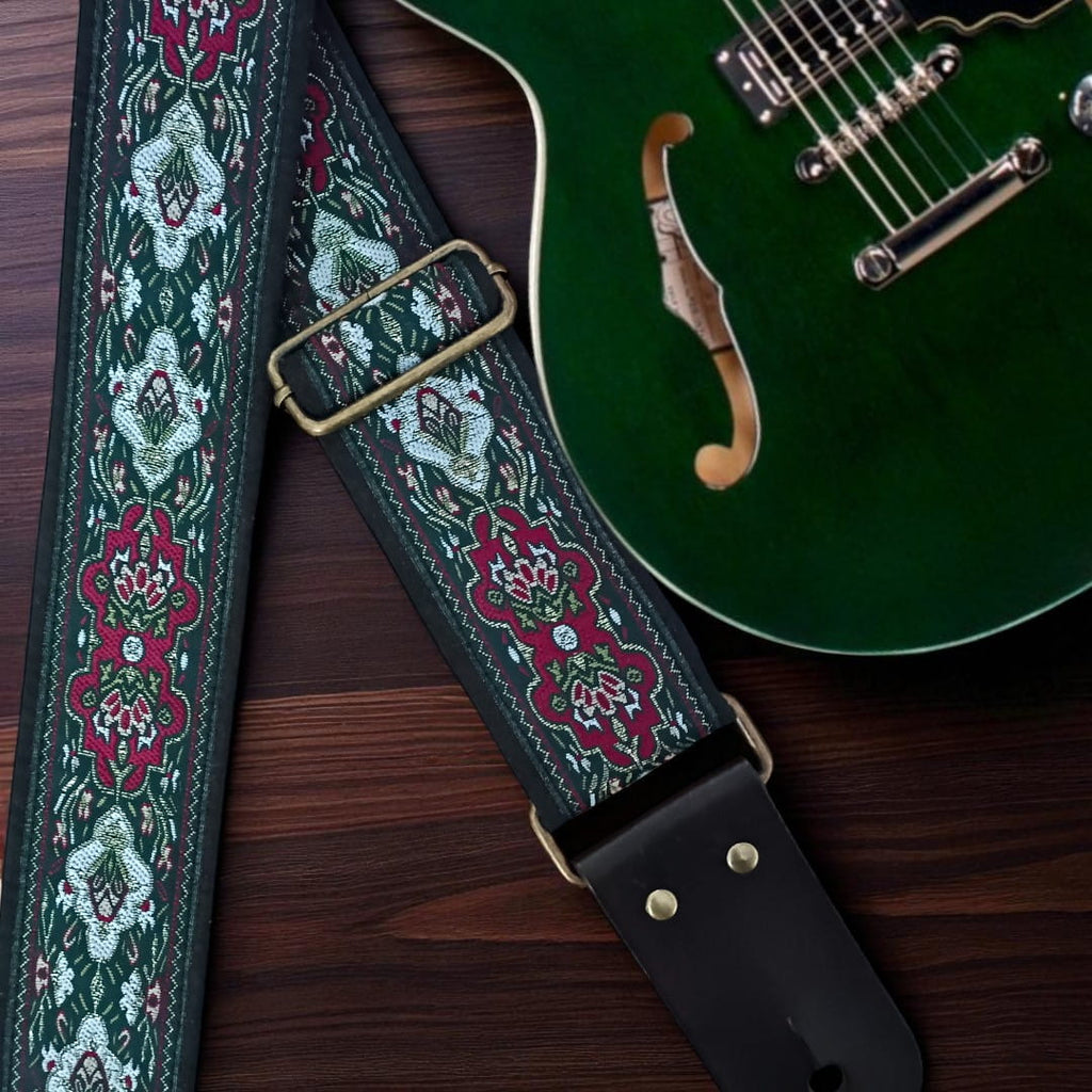 Vintage Dark Green Guitar Strap