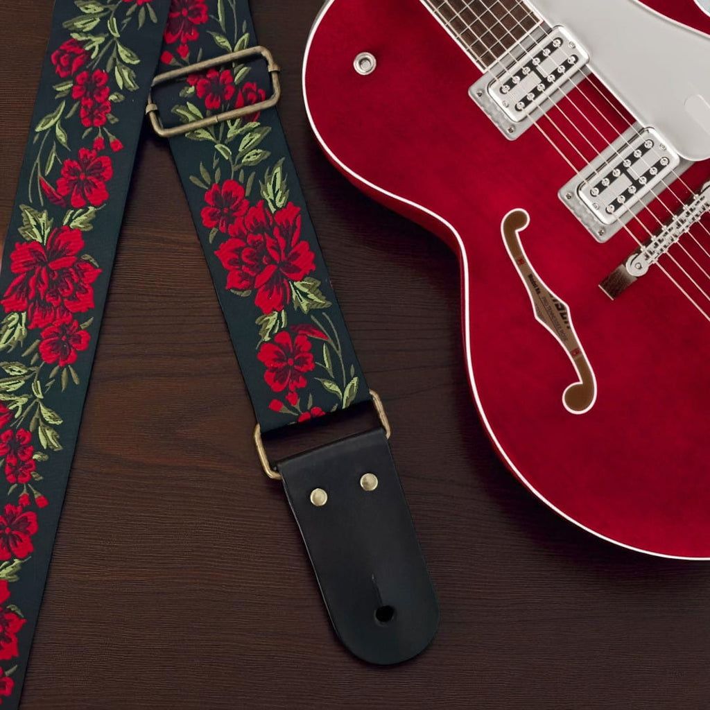 Midnight Blossom Vintage Guitar Strap