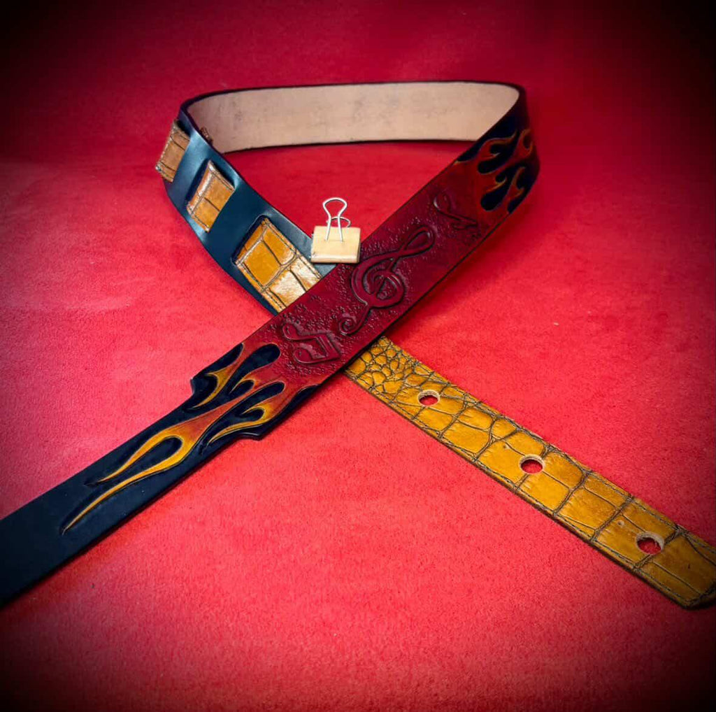 Leather Guitar Strap Inferno