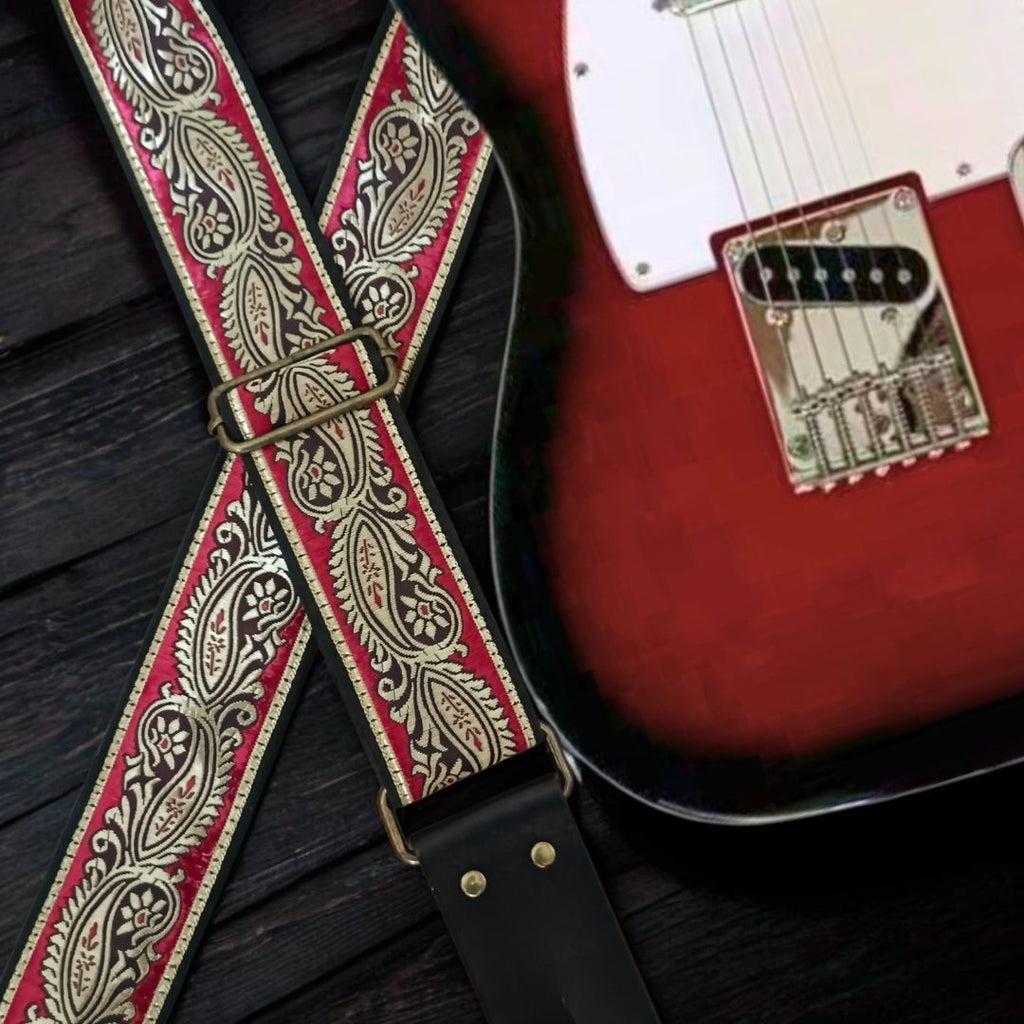 Vintage Crimson Royal Guitar Strap