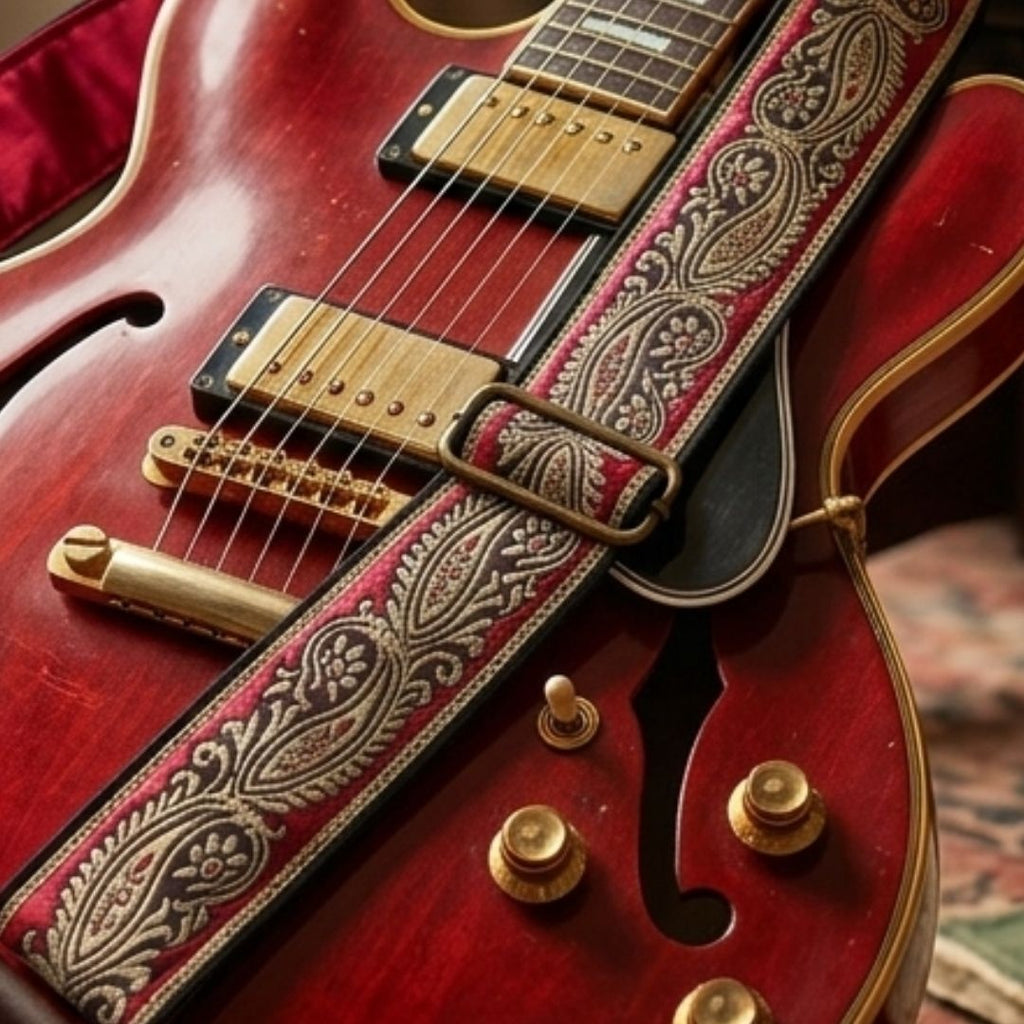 Vintage Crimson Royal Guitar Strap
