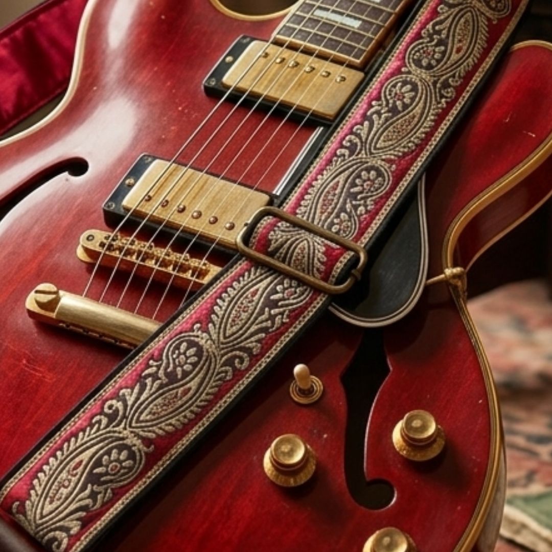 Vintage Crimson Royal Guitar Strap