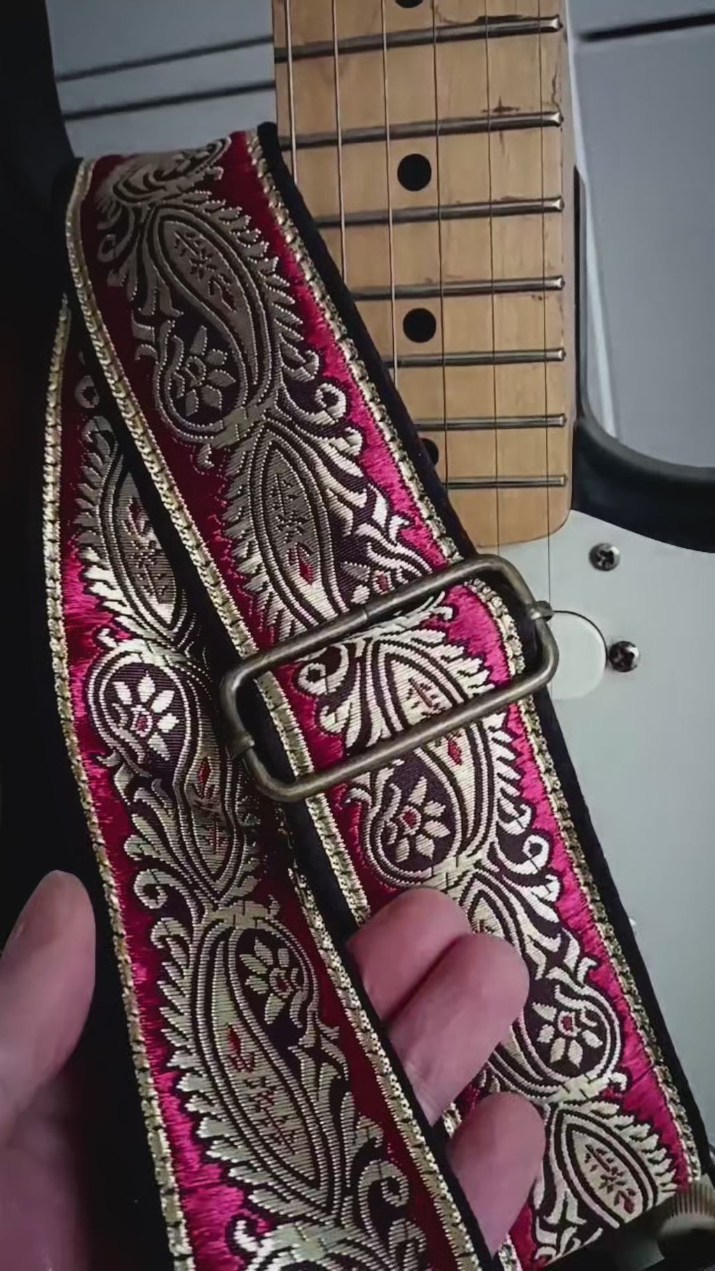 Vintage Crimson Royal Guitar Strap