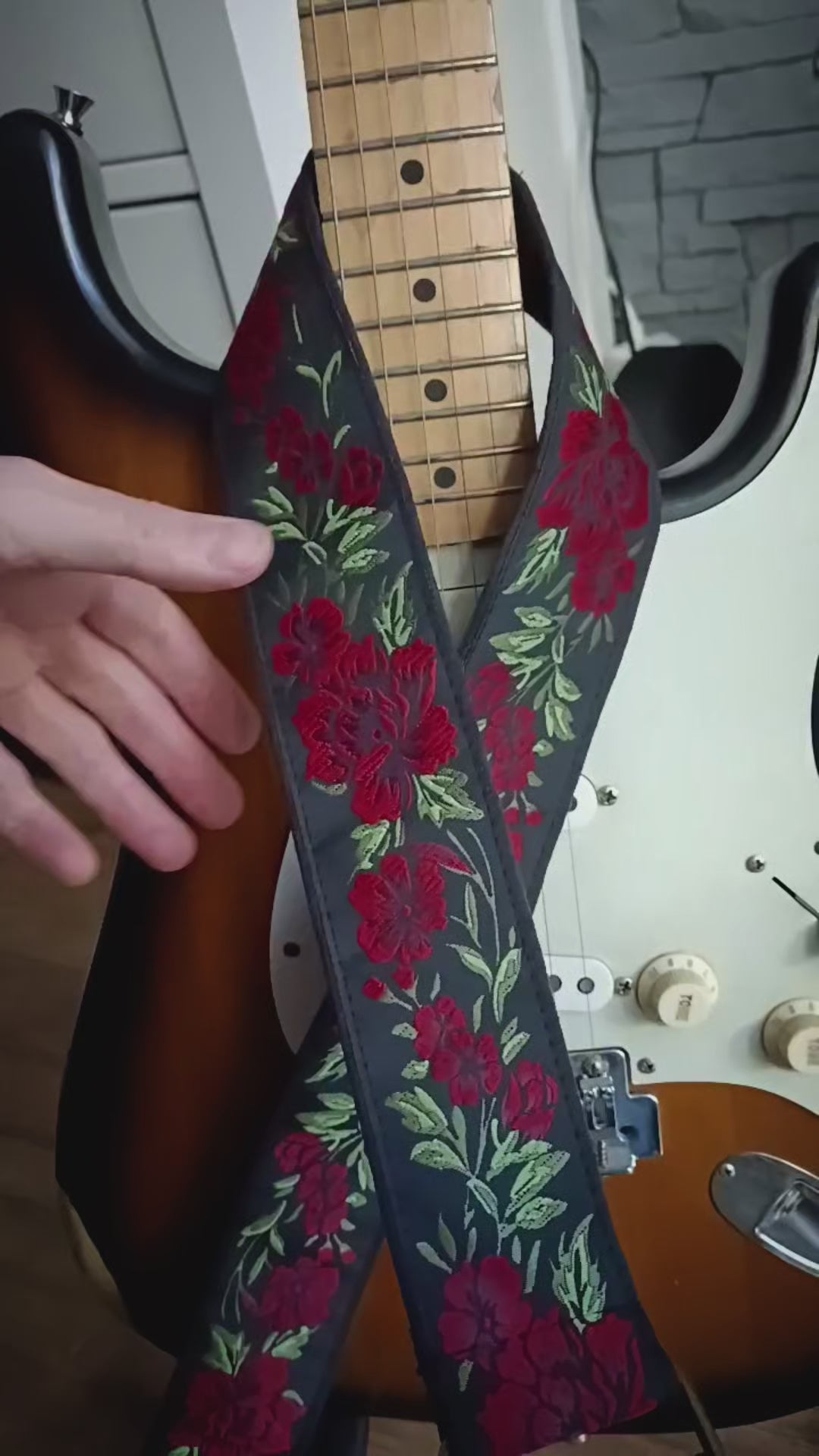 Midnight Blossom Vintage Guitar Strap
